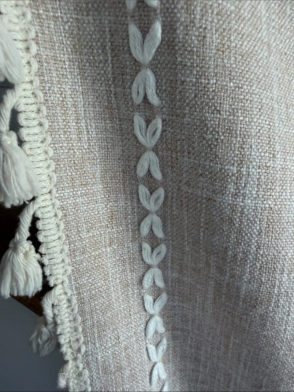 Beige Tassel Embroidered curtains set